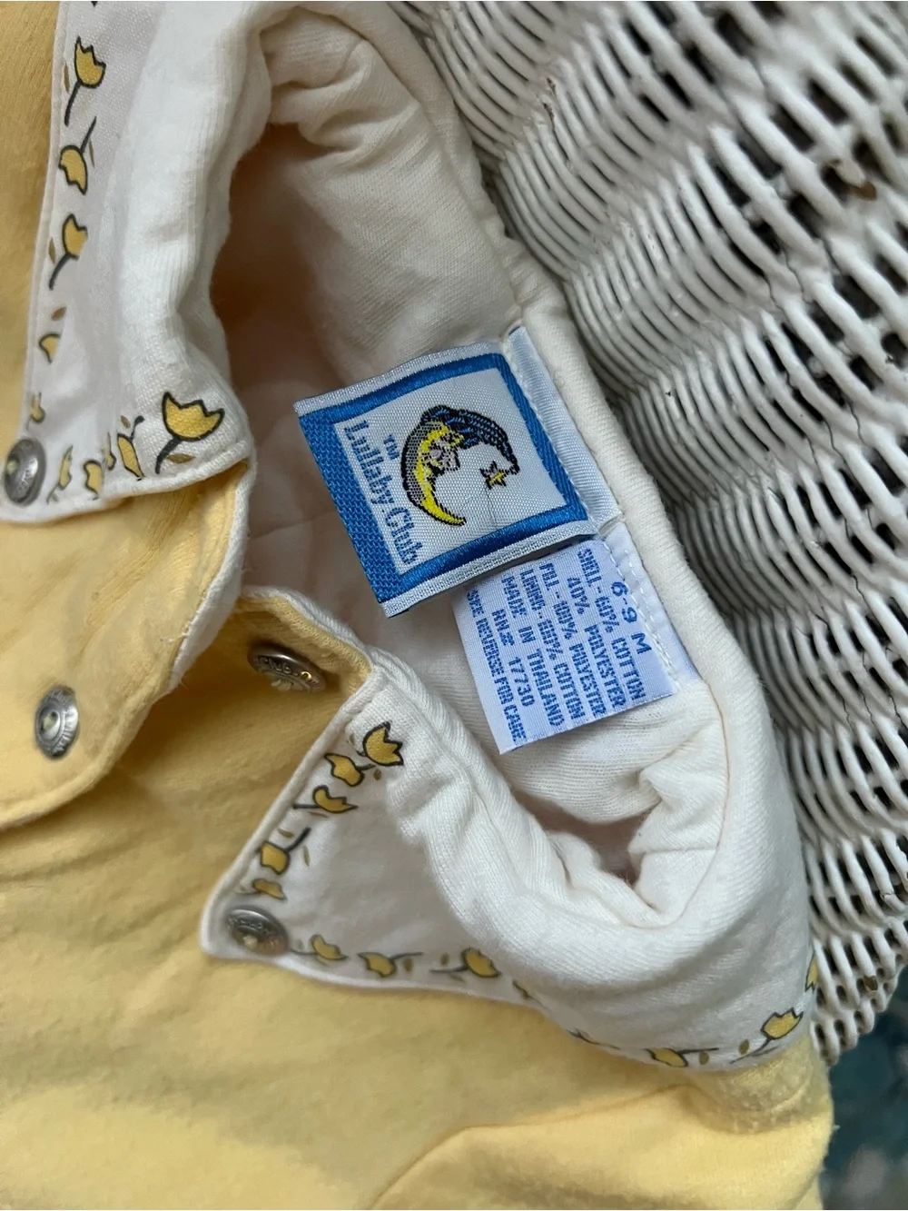 Lullaby Club Yellow Tulip Collar Baby onesie. Double layered